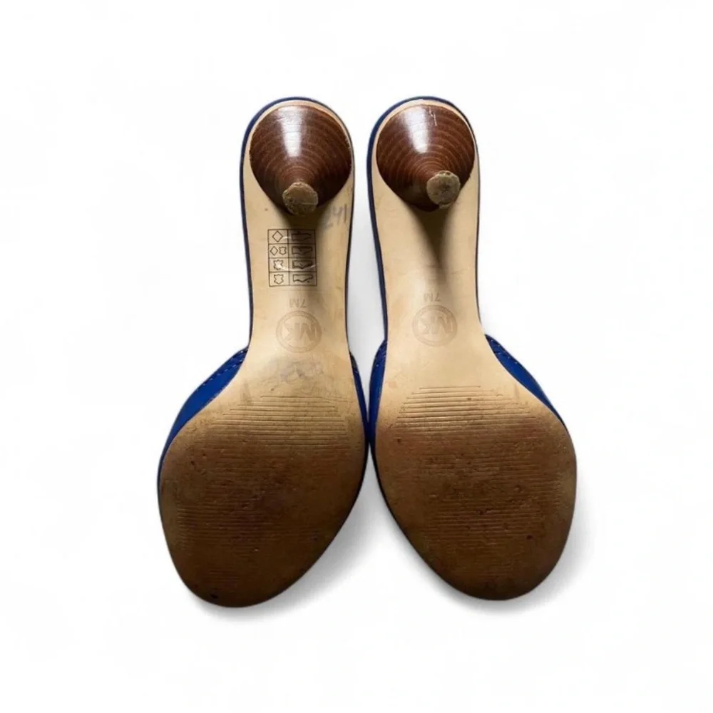 Vintage Michael Kors Royal Blue Kitten Heels with Gold Accents - Picture 7 of 8